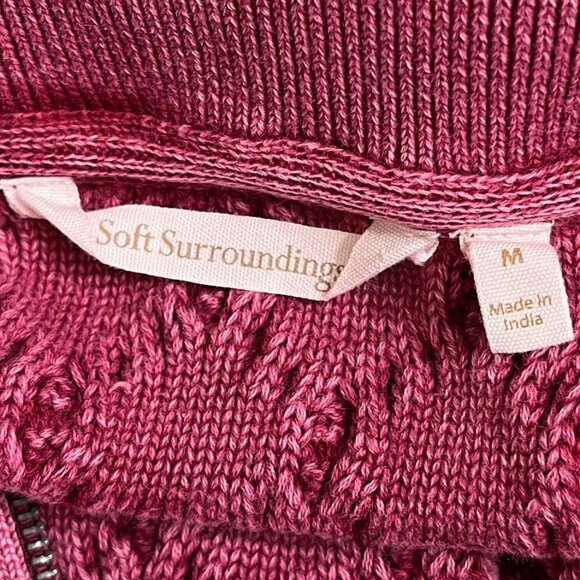 Soft Surroundings Fox Browning's Cable Knit Tunic Sweater M Raspberry Pink - Picture 8 of 12
